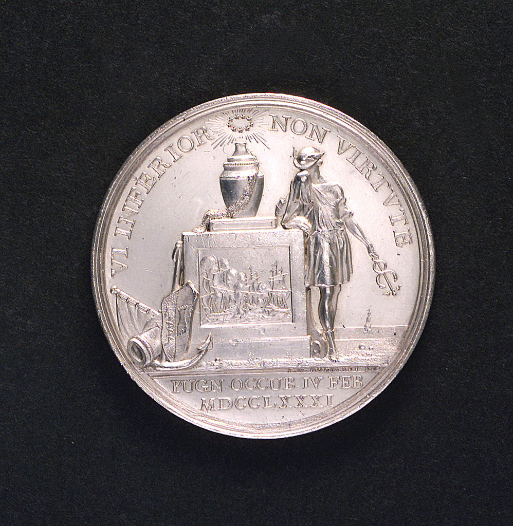 Detail of Medal commemorating Admiral Willem Crul of Holland and West Friesland; reverse by Johann Georg Holtzhey