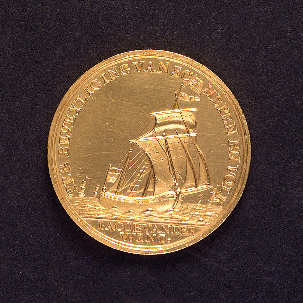 Detail of Medal commemorating J van der Windt's warning to the Dutch fishing fleet; obverse by A. van Baerll