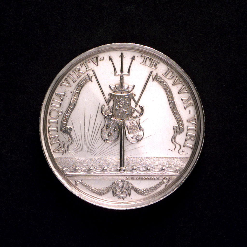 Detail of Medal commemorating action off Cadiz, 1781; reverse by Johann Georg Holtzhey