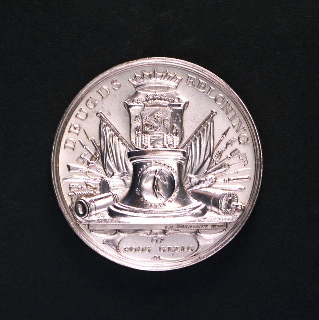 Detail of Medal commemorating the Battle of Doggerbank and Admiral Bentinck; reverse by Johann Georg Holtzhey