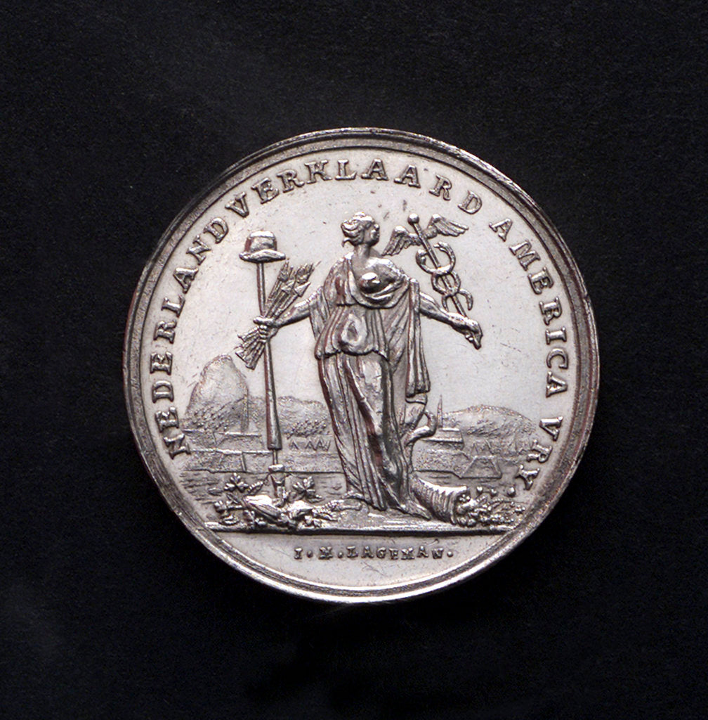 Detail of Medal commemorating the United States declared free by the Netherlands; obverse by J.M. Lageman