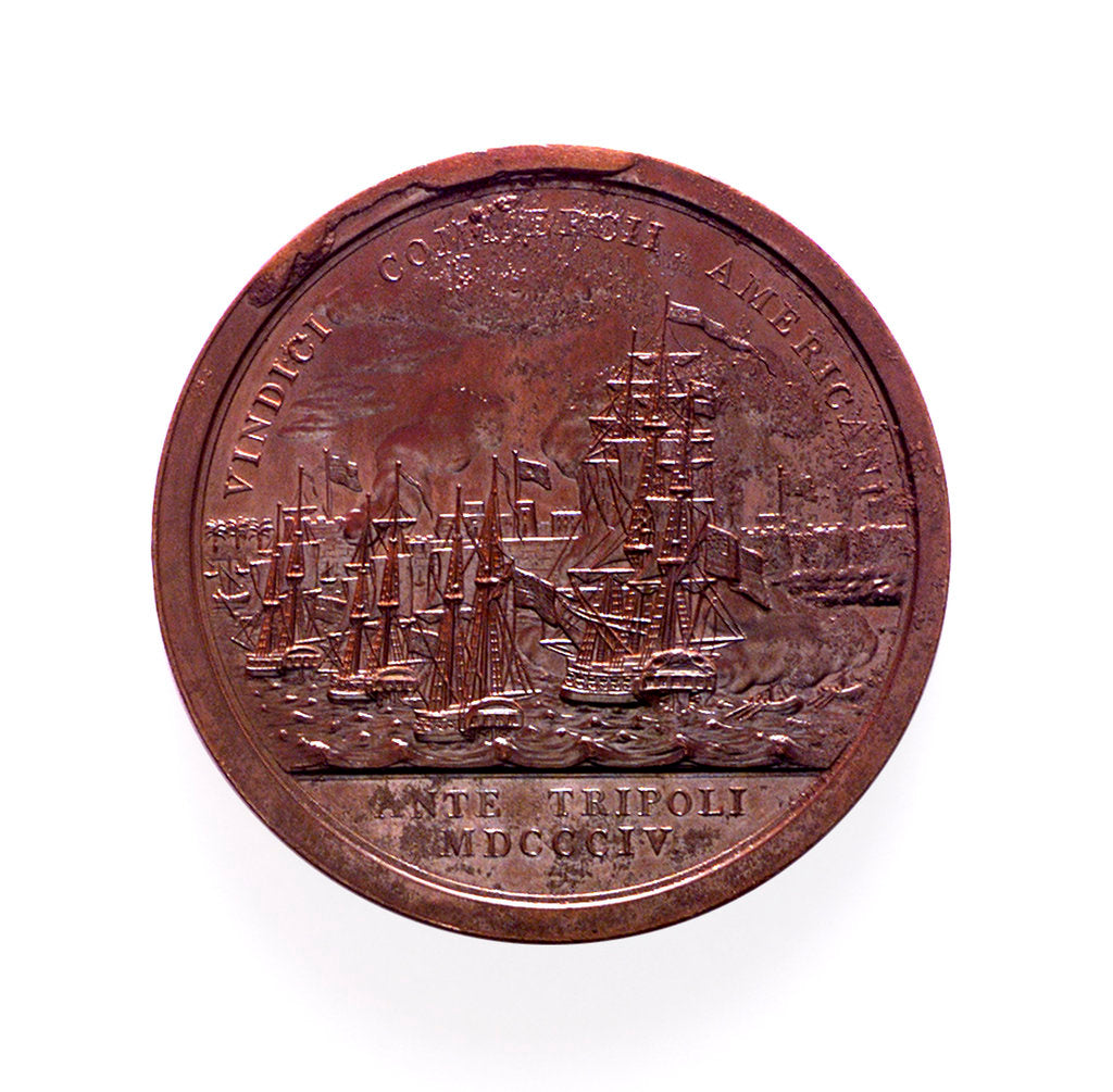 Detail of Medal commemorating Commodore E Preble and the bombardment of Tripoli, 1804; reverse by J.M. Reich