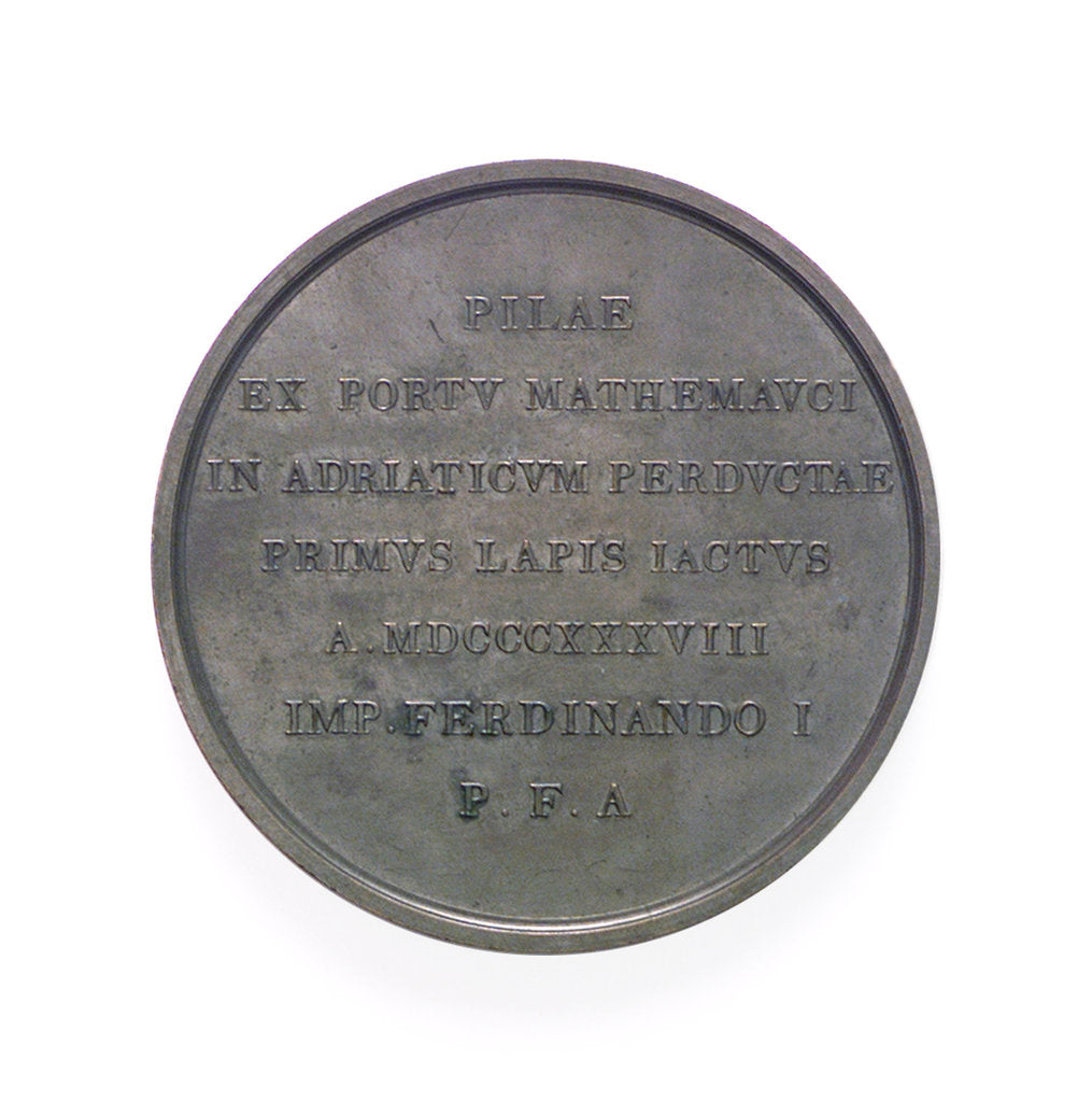 Detail of Medal commemorating the construction of the lighthouse, Port of Venice; reverse by L. Ferrari
