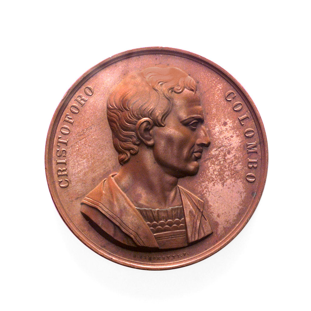 Detail of Medal commemorating the 350th anniversary of Christopher Columbus, 1842; obverse by G. Girometti