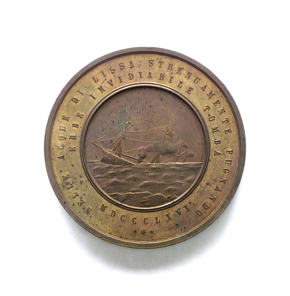 Detail of Medal commemorating Captain Faa di Bruno and the sinking of the Re d'Italia; reverse by A. Pieroni