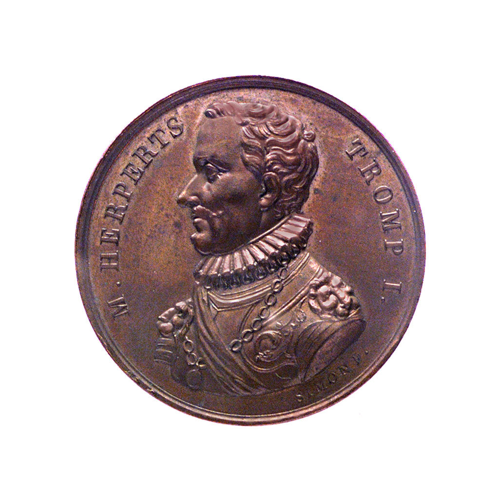 Detail of Medal commemorating  Admiral Maarten Harpertszoon van Tromp (1597-1653); obverse by J.H. Simon