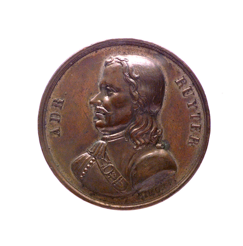 Detail of Medal commemorating Admiral Michel Adrianzoon de Ruyter; obverse by J.H. Simon