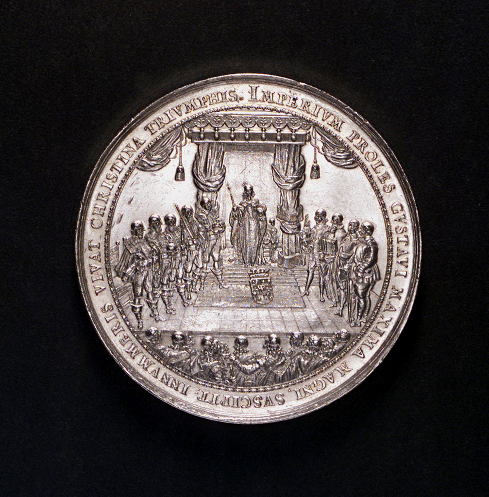 Detail of Medal commemorating the accession of Queen Christina and the Battle of Femern, 1644; obverse by S. Dadler