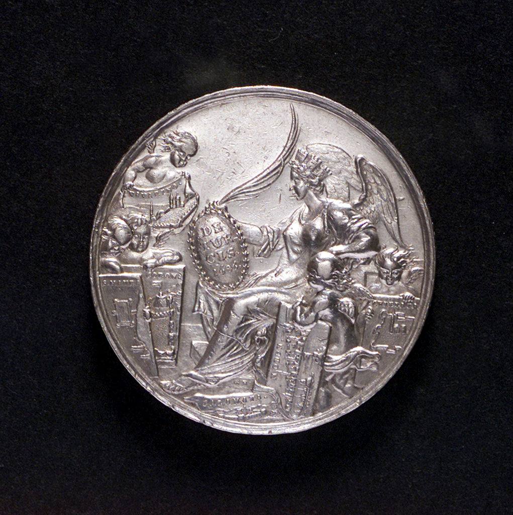 Detail of Medal commemorating the victories over the Turks in Morea, 1687; obverse by G. Hautsch