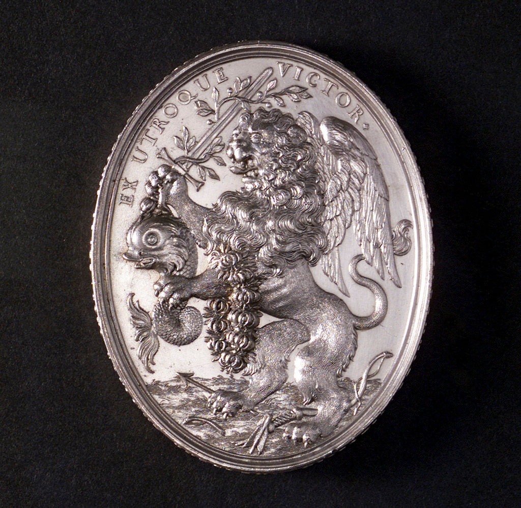 Detail of Medal commemorating the victories over the Turks in Morea, 1687; obverse by unknown