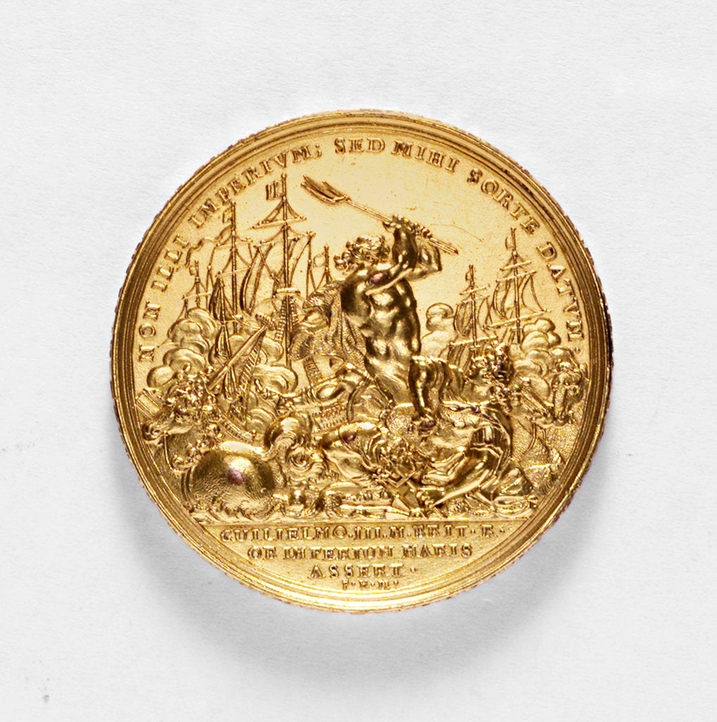 Detail of Medal commemorating the Battle of La Hogue, 1692; obverse by P.H. Muller