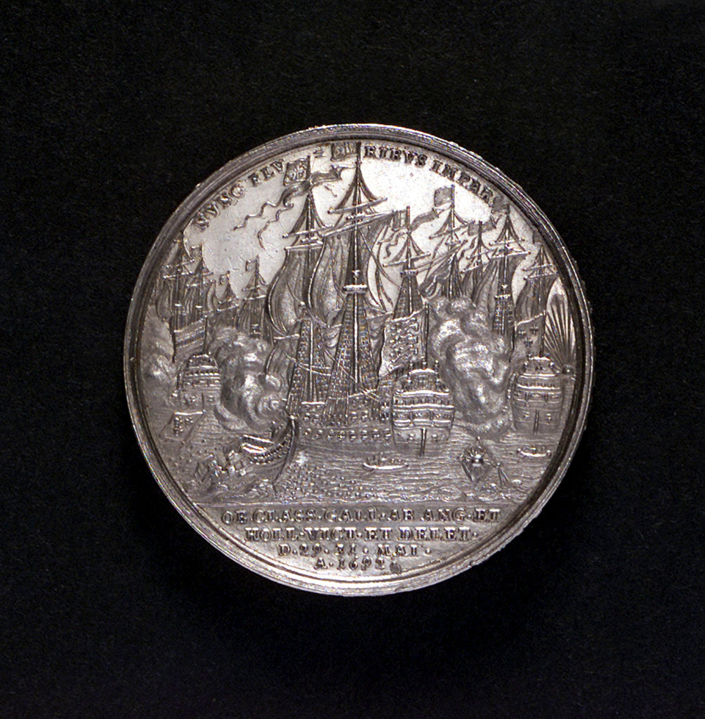 Detail of Medal commemorating the Battle of La Hogue, 1692; reverse by G. Hautsch