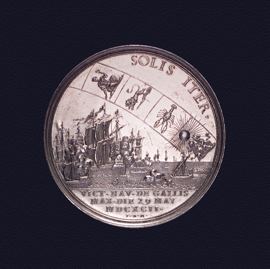 Detail of Medal commemorating the Battle of La Hogue, 1692; reverse by P.H. Muller