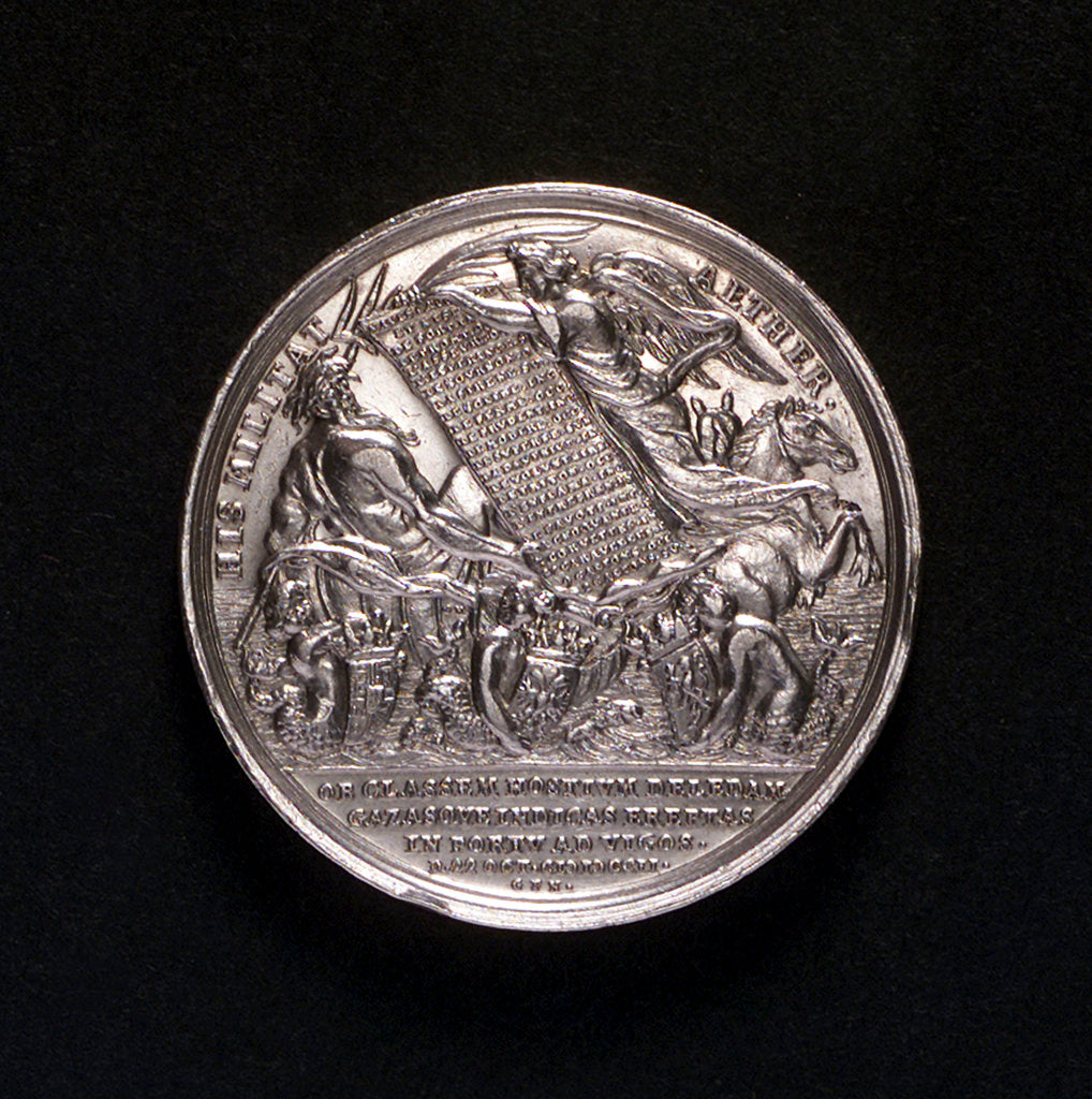 Detail of Medal commemorating the Expedition to Vigo Bay, 1702; obverse by G.F. Nurnberger
