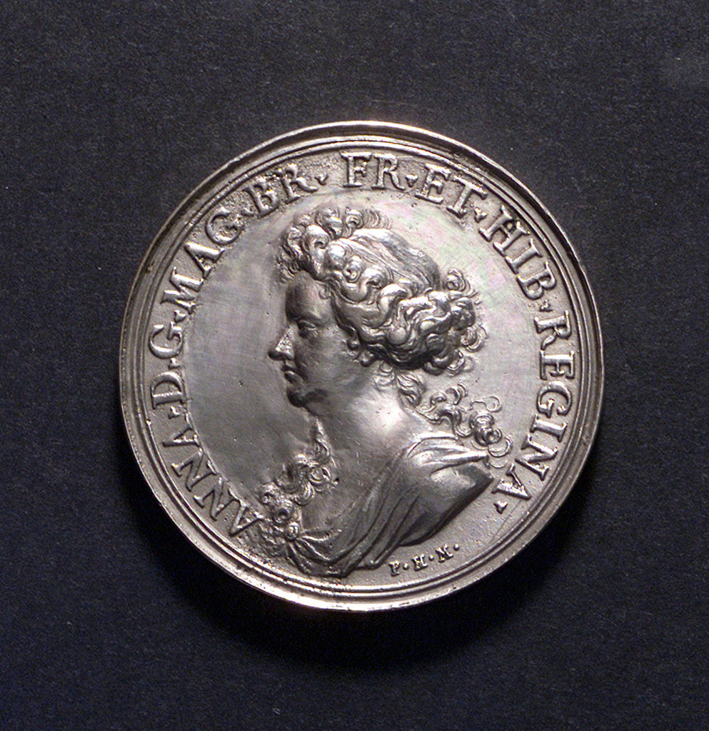 Detail of Medal commemorating British victories, 1704; obverse by P.H. Muller