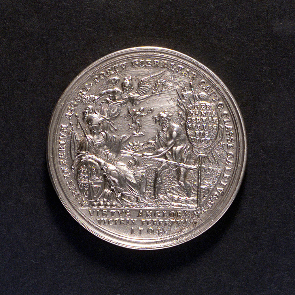 Detail of Medal commemorating British victories, 1704; reverse by P.H. Muller