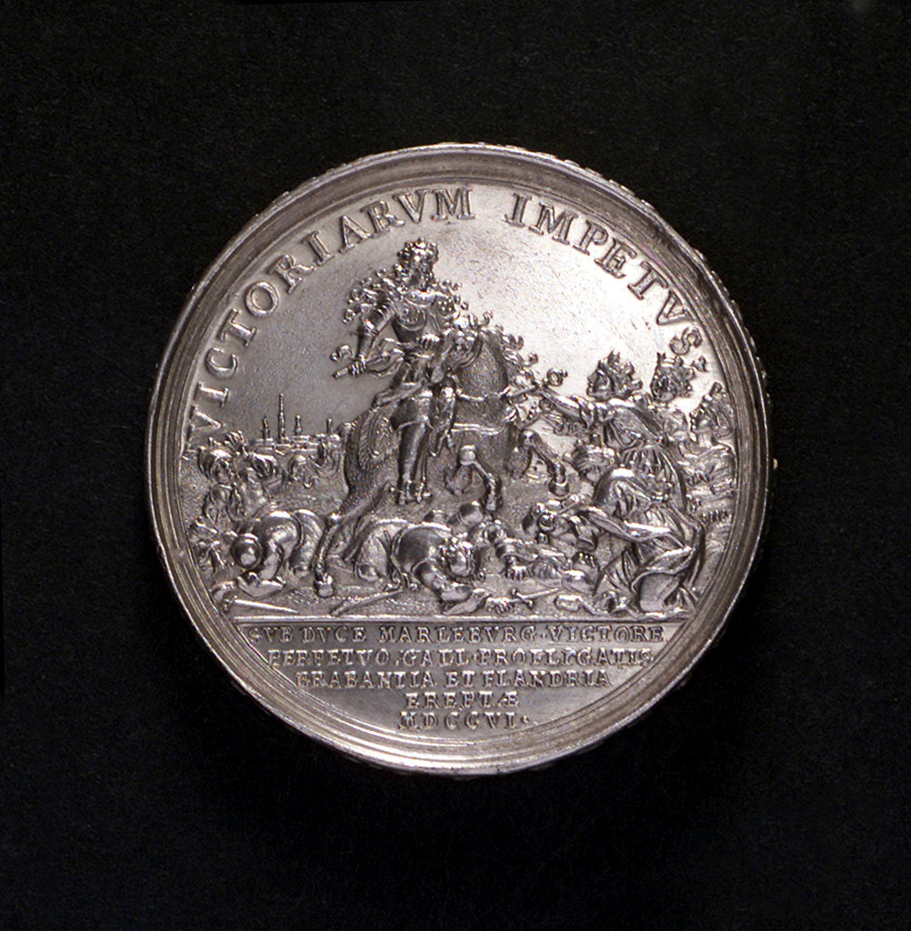 Detail of Medal commemorating Barcelona relieved and the conquest of Brabant, 1706; reverse by G. Hautsch