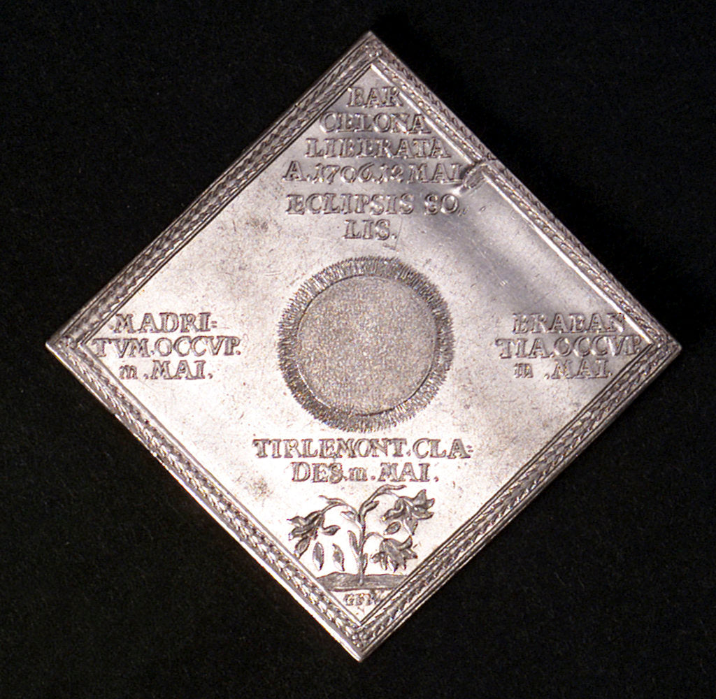 Detail of Medal commemorating the successes of the Allies in Spain and Brabant, 1706; reverse by G.F. Nurnberger
