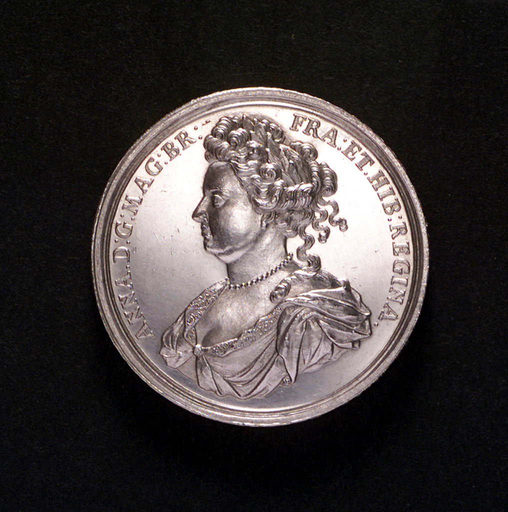 Detail of Medal commemorating the attempted invasion of Scotland, 1708; obverse by M. Brunner