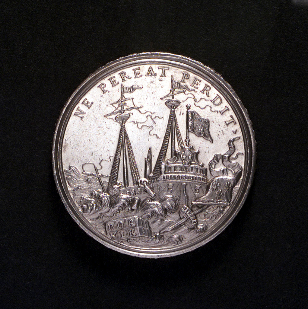 Detail of Medal commemorating the capture of Tournai, 1709; obverse by M. Brunner