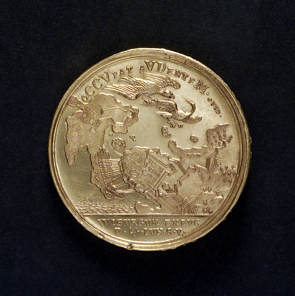 Detail of Medal commemorating the capture of Viborg, 1710; reverse by P.H. Muller