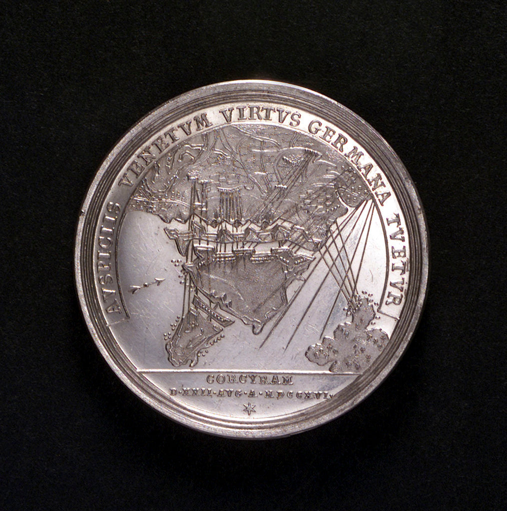 Detail of Medal commemorating the defence of Corfu under Count Schulenburg, 1716; reverse by P.H. Muller