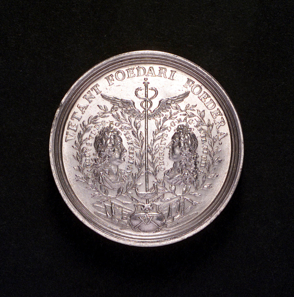 Detail of Medal commemorating the Battle of Cape Passaro, 1718; obverse by G.W. Vestner