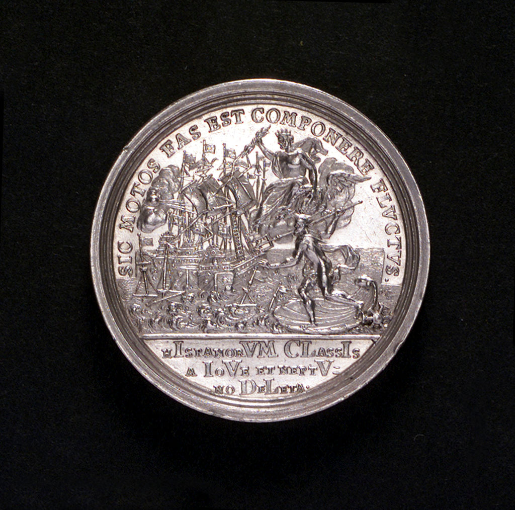 Detail of Medal commemorating the Battle of Cape Passaro, 1718; reverse by G.W. Vestner