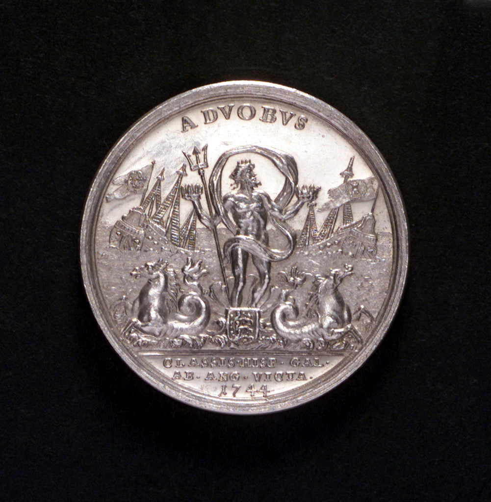 Detail of Medal commemorating the action off Toulon, 1744; reverse by A.R. Werner