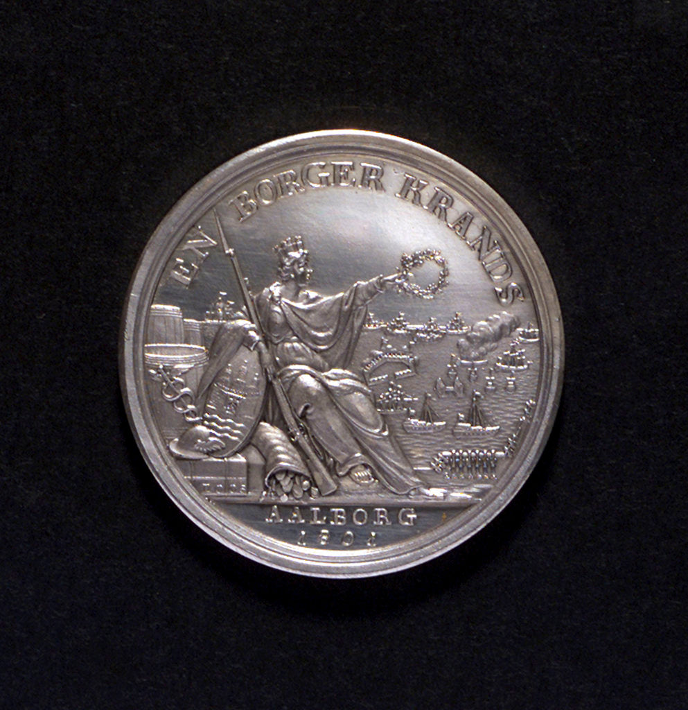 Detail of Medal commemorating the Battle of Copenhagen and the manning of the block-ships, 1801; obverse by D.F. Loos