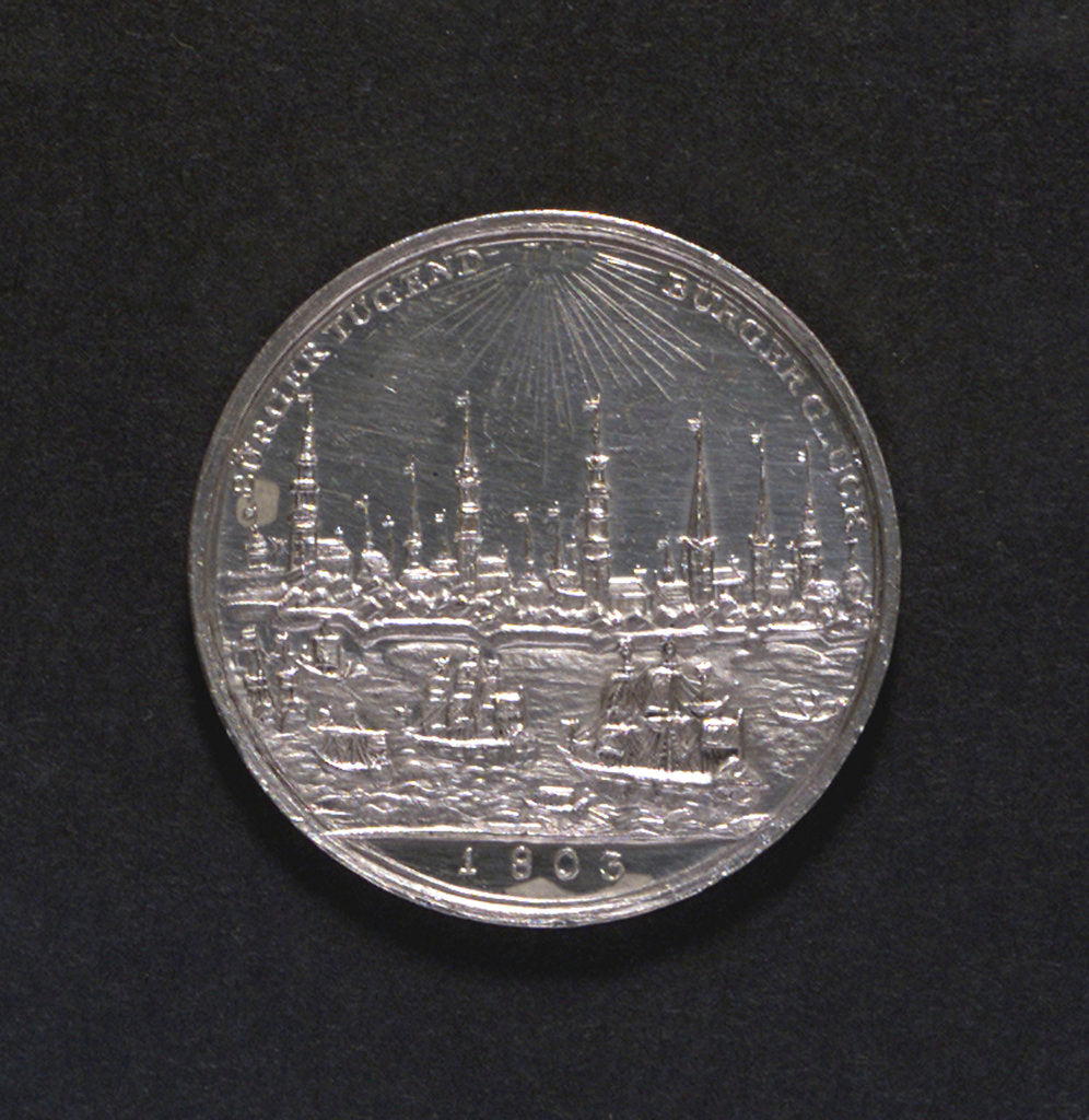 Detail of Medal commemorating Hamburg Millenary, 1803; reverse by D.F. Loos