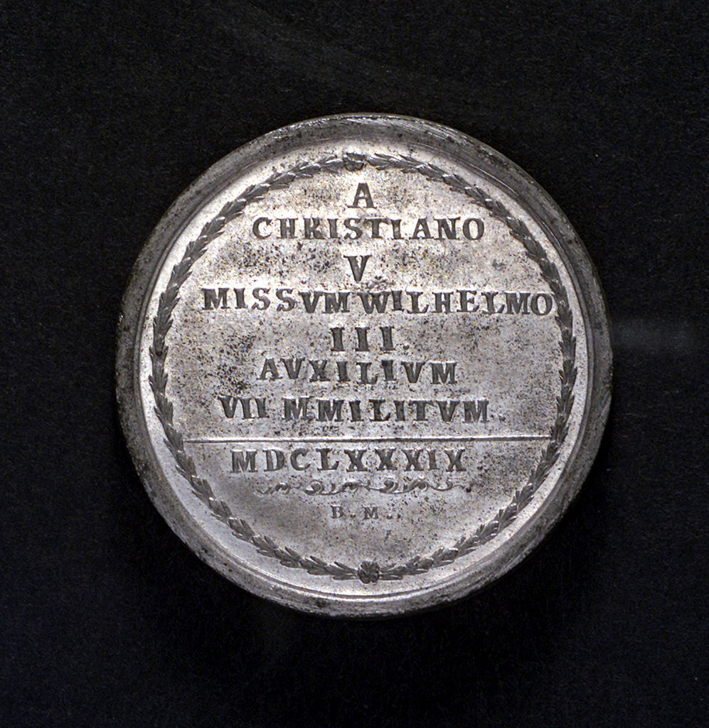 Detail of Medal commemorating Danish assistance to England; reverse by B. Meier