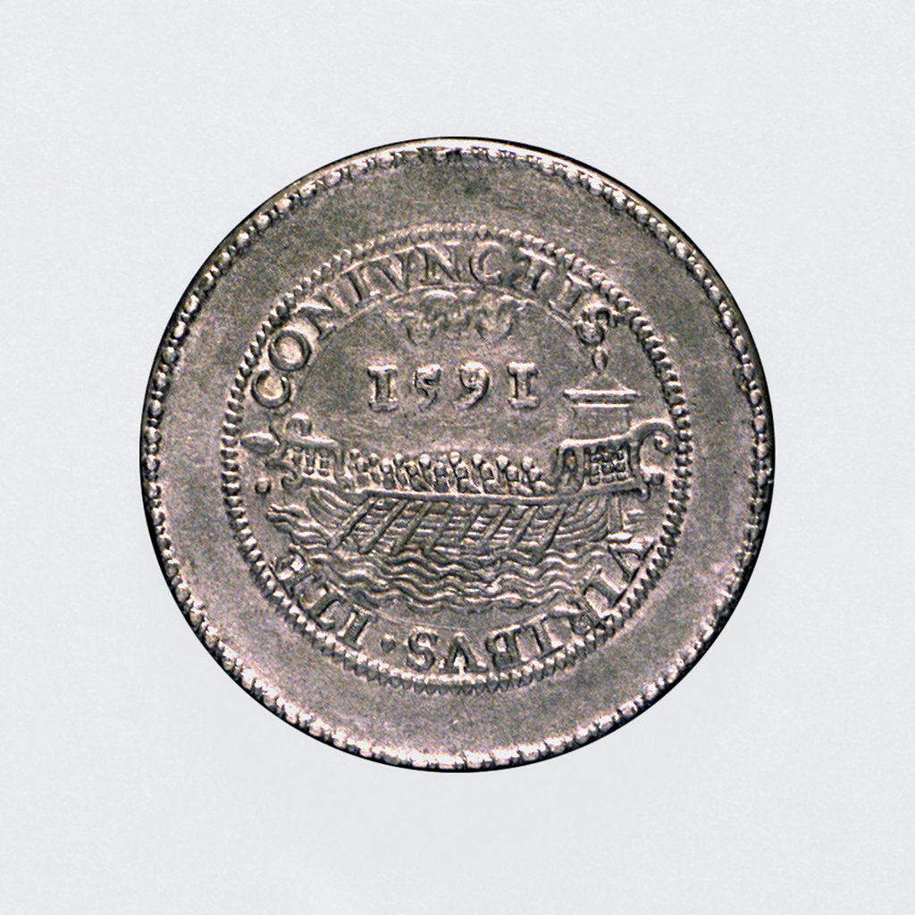 Detail of Medal commemorating the preparations by land and sea, 1591; reverse by unknown