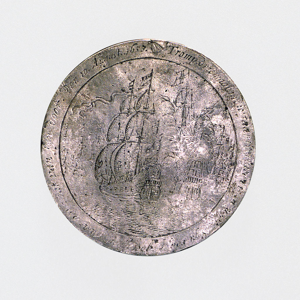 Detail of Medal commemorating the Battle of the Texel and the death of Admiral Tromp, 1653; reverse by O.M.