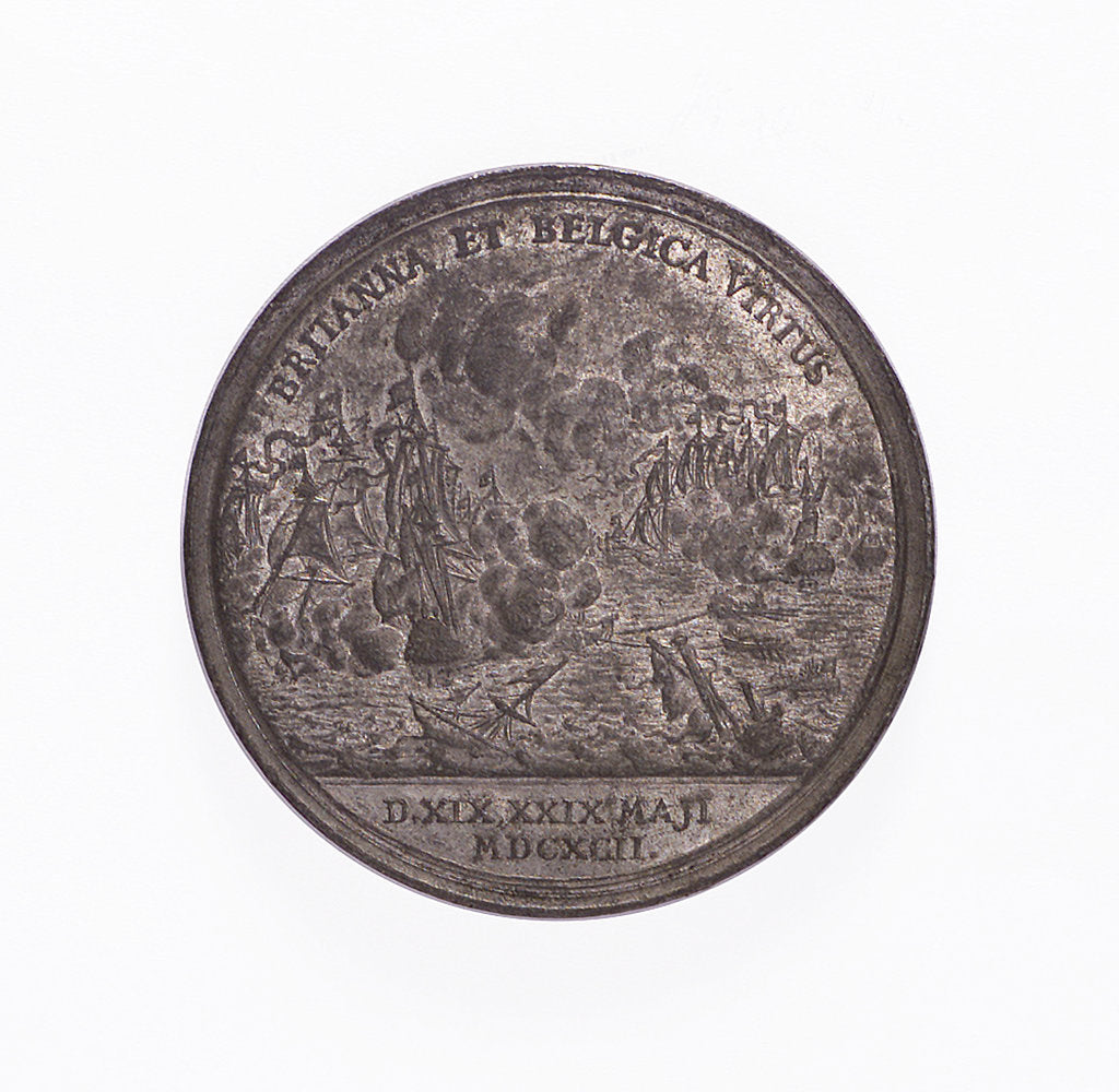 Detail of Medal commemorating the Battle of la Hogue, 1692; reverse by J. Smeltzing