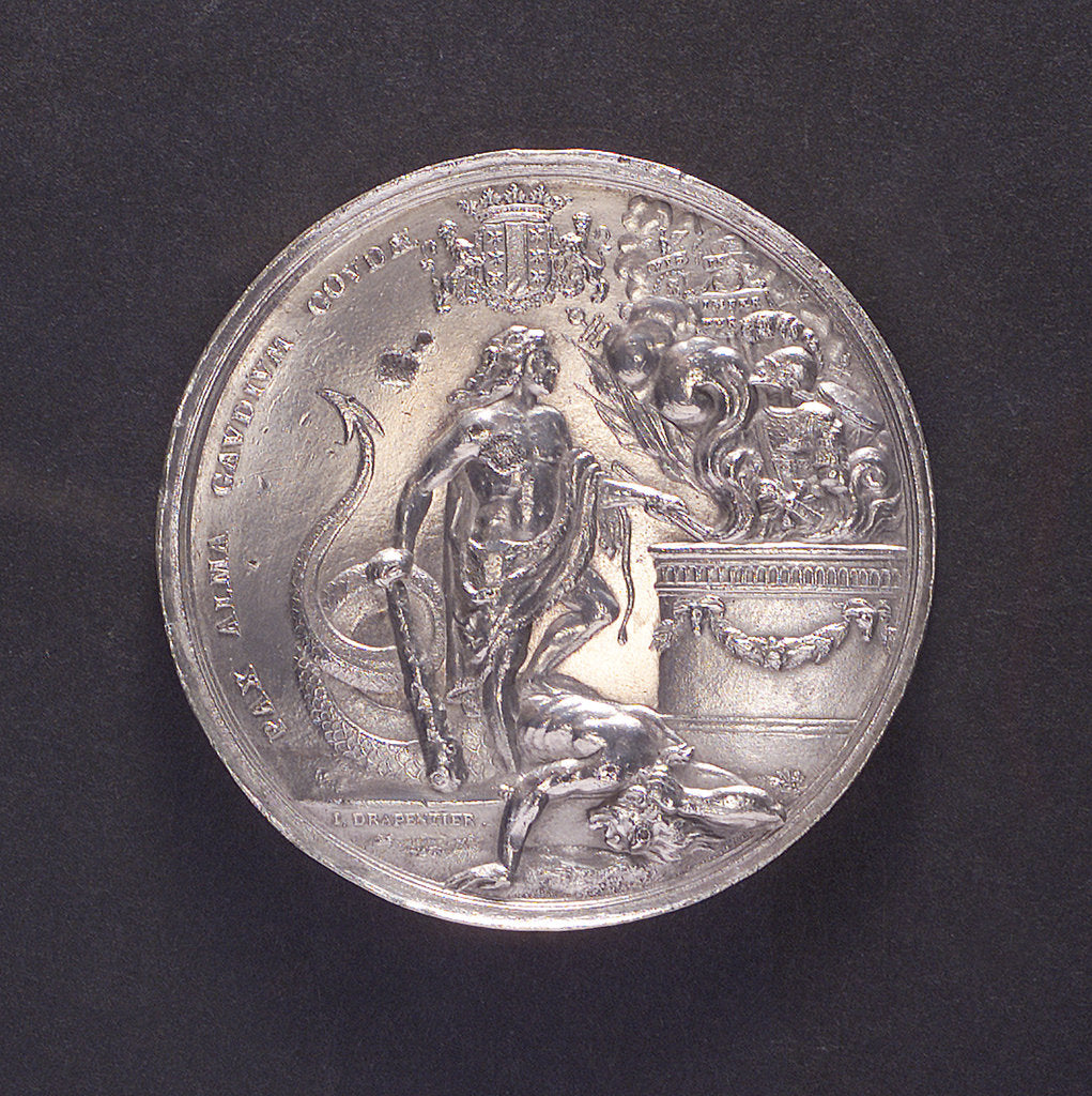 Detail of Medal commemorating the Peace of Ryswick and rejoicings at Gouda, 1697; obverse by J. Drappentier