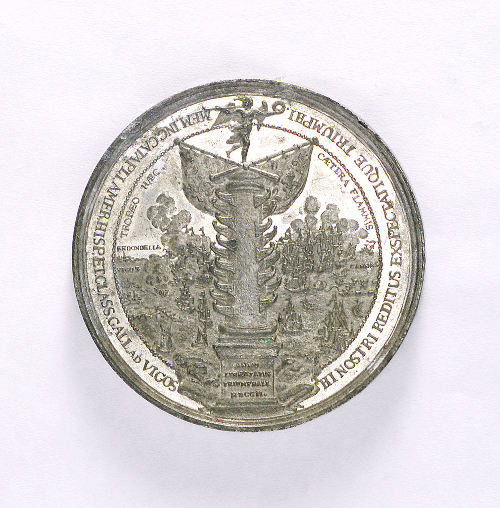 Detail of Medal commemorating the Expedition to Vigo Bay, 1702; obverse by M. Smeltzing