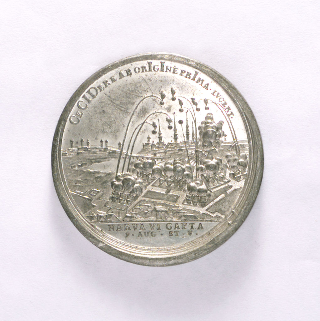 Detail of Medal commemorating the capture of Narva, 1704; reverse by T. Iwanov