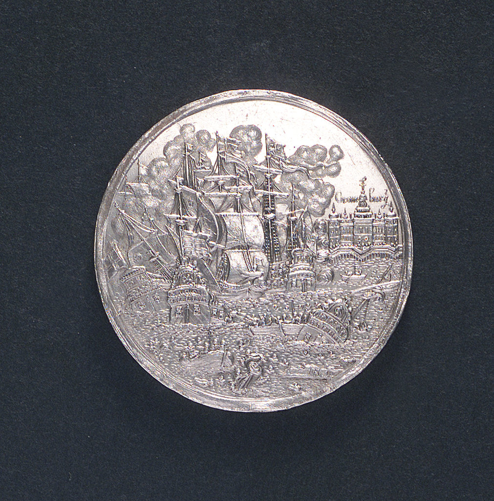 Detail of Medal commemorating the relief of Copenhagen and evacuation of Croneburg, 1658; obverse by J. Hercules