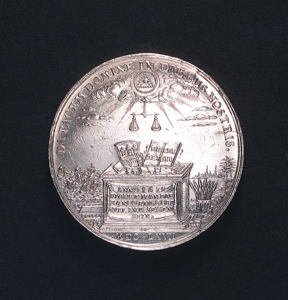 Detail of Medal commemorating the Port of Hamburg; reverse by I.K.