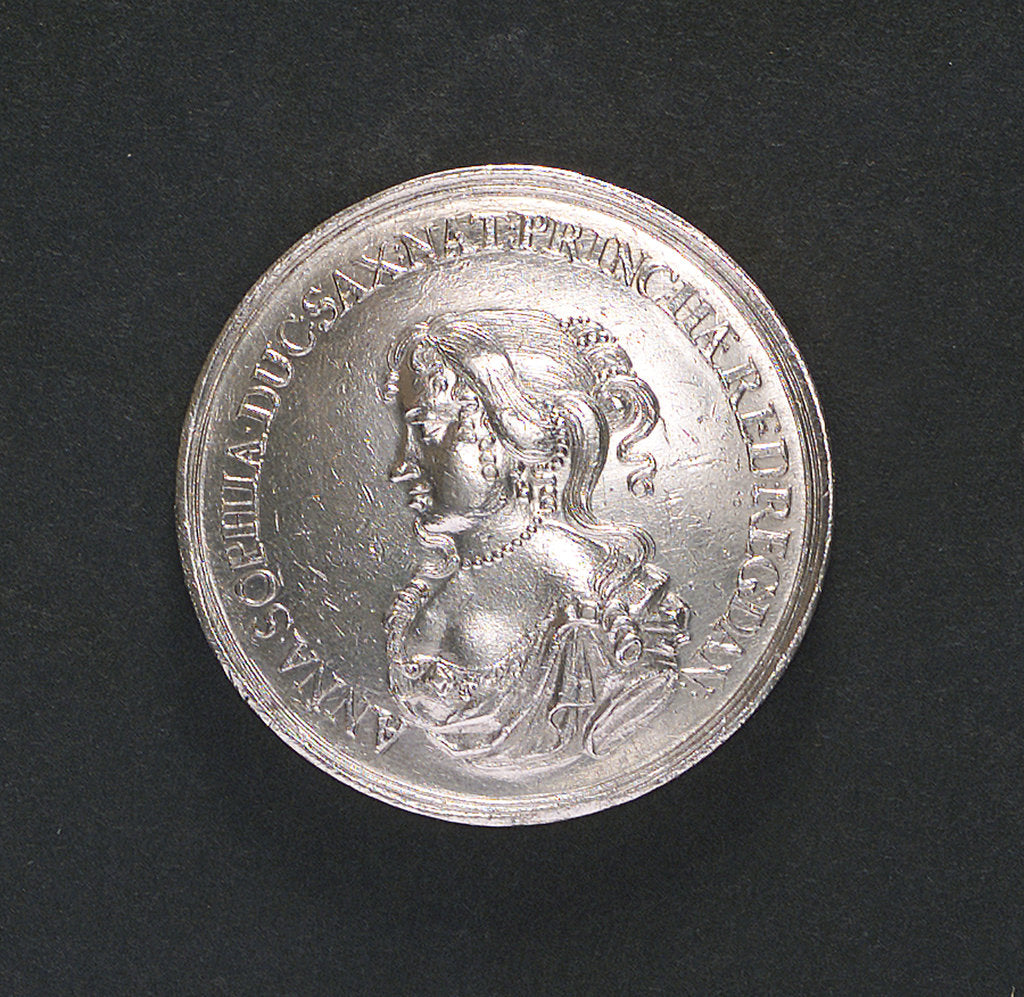 Detail of Medal commemorating the visit to Copenhagen of Princess Anna Sophia of Saxony, 1676; obverse by E.K. D
