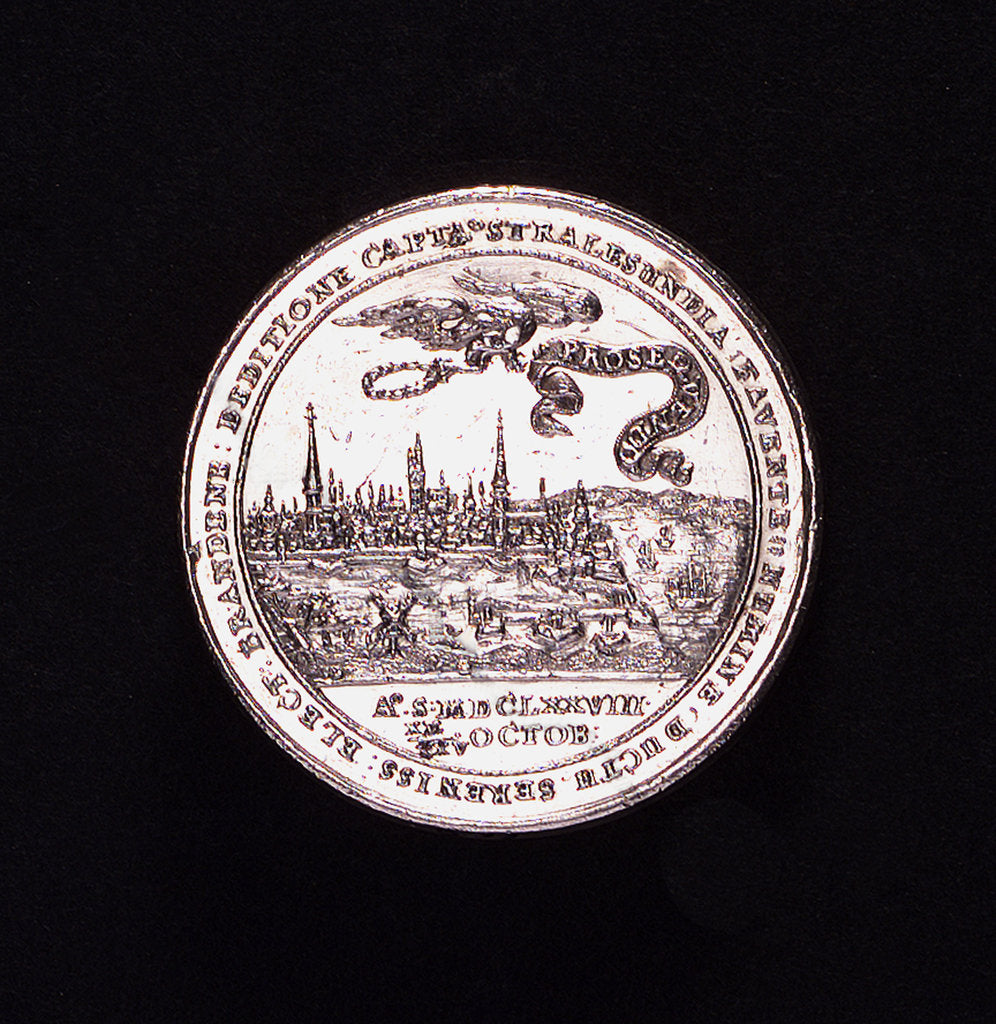 Detail of Medal commemorating the capture of Stralsund, 1678; reverse by J.H.