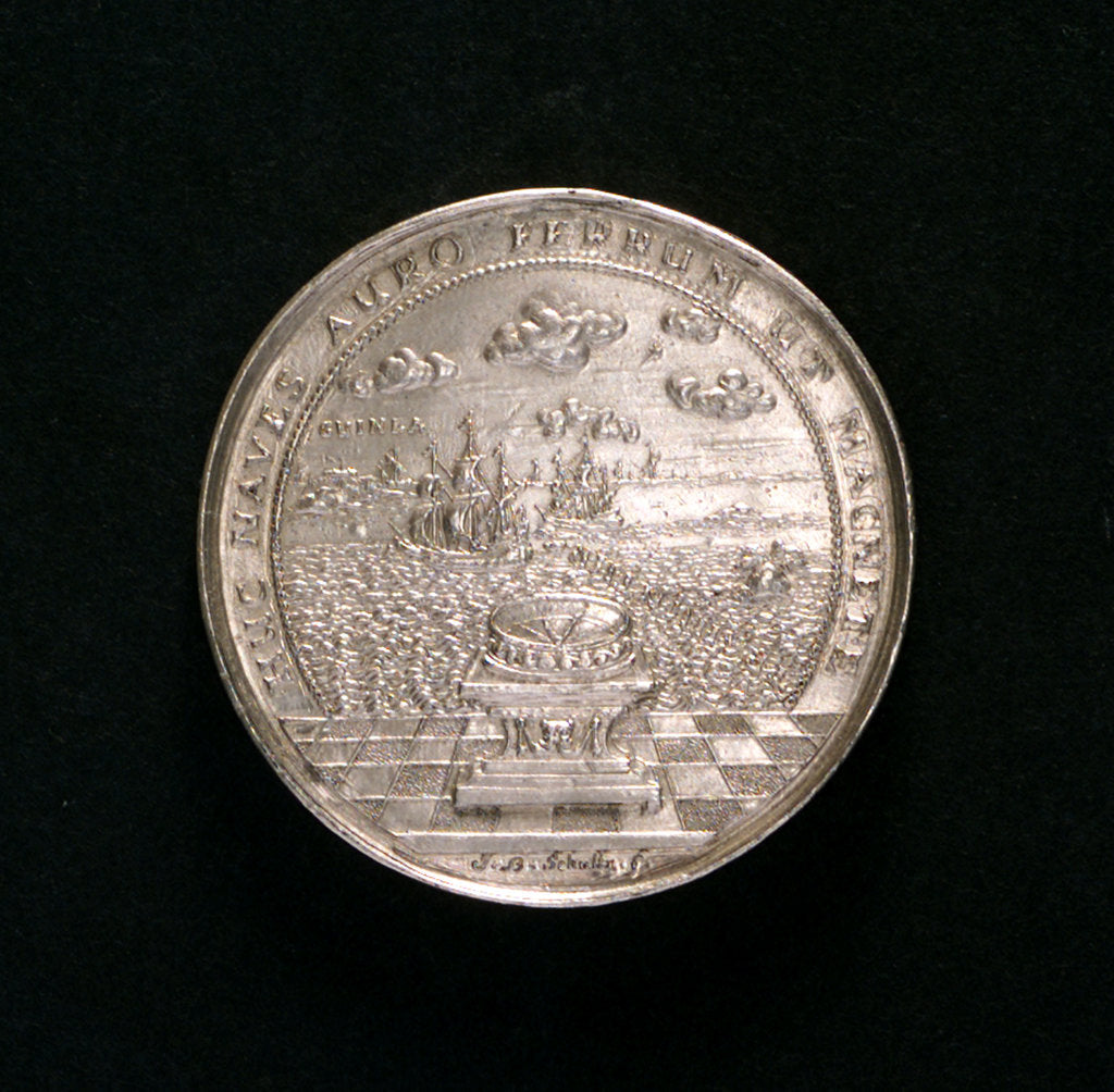 Detail of Medal commemorating the voyage to Guinea, 1681; reverse by J.B. Schultz