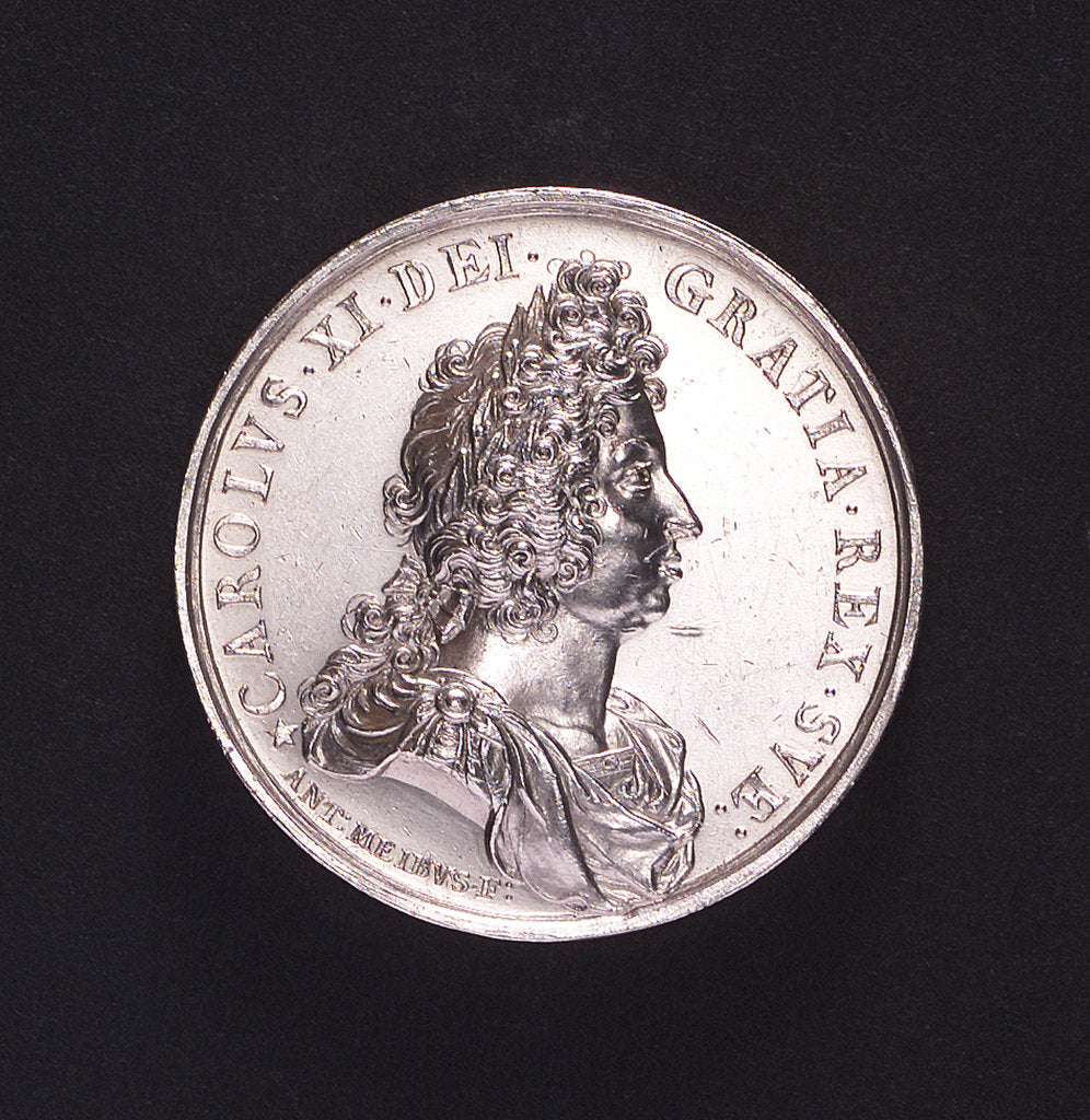 Detail of Medal commemorating the naval demonstration and the peace of Altona, 1689; obverse by A. Meibus