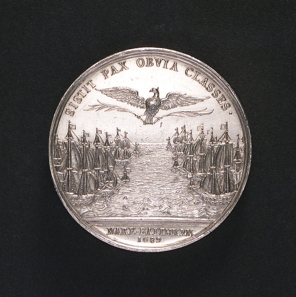 Detail of Medal commemorating the naval demonstration and the peace of Altona, 1689; reverse by A. Meibus