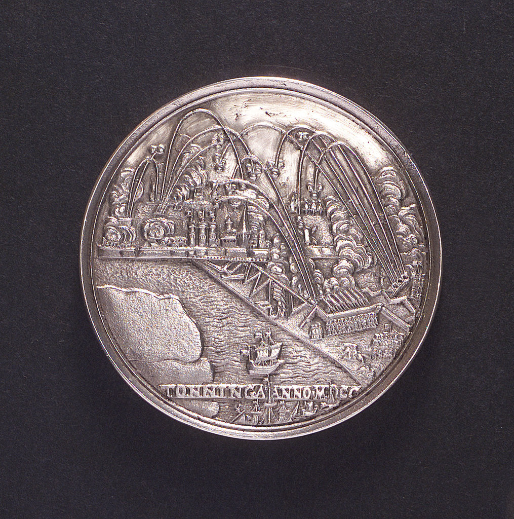 Detail of Medal commemorating the bombardment of Tönningen and Copenhagen, 1700; obverse by unknown