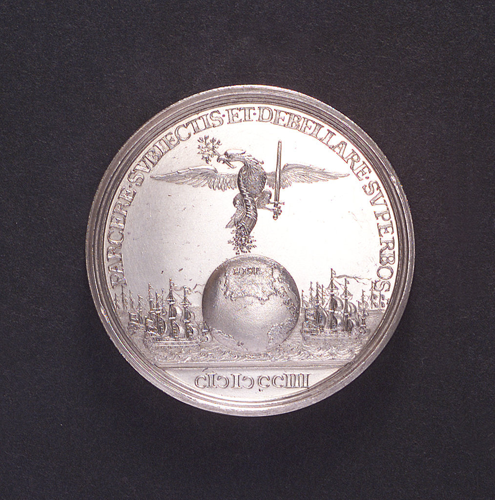 Detail of Medal commemorating the arrival of King Charles III in Portugal, 1703; obverse by C. Wermuth