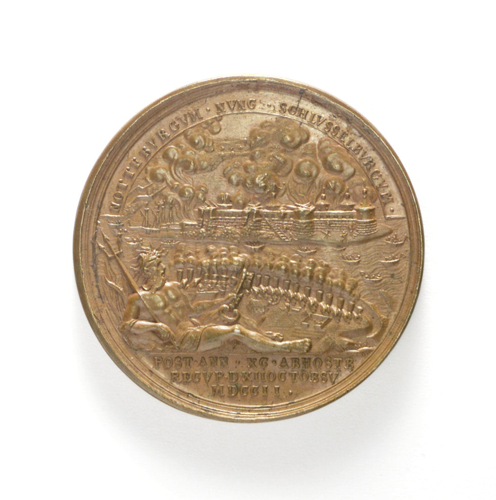 Detail of Medal commemorating the capture of two Swedish ships, 1703; obverse by T. Iwanov