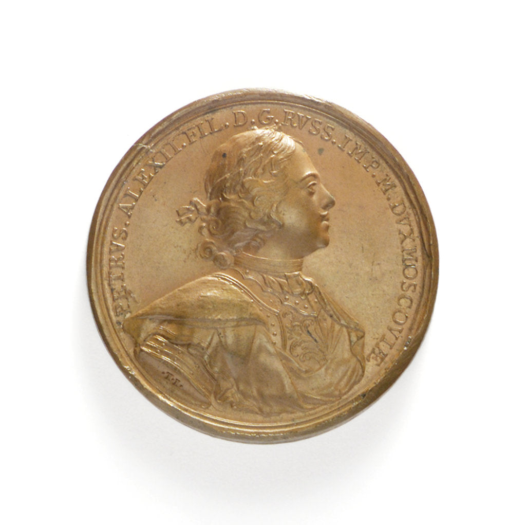 Detail of Medal commemorating the creation of the Baltic fleet, 1703; obverse by T. Iwanov