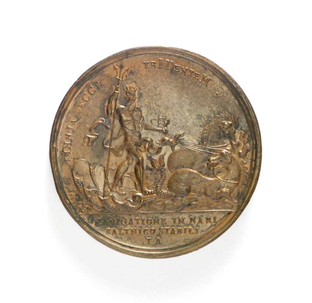 Detail of Medal commemorating the creation of the Baltic fleet, 1703; reverse by T. Iwanov